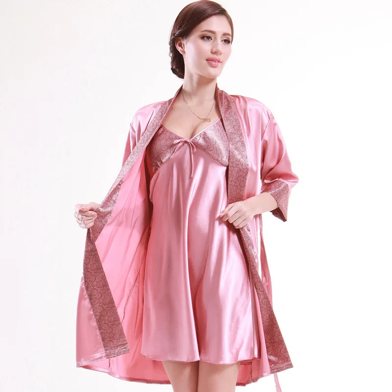 

Cross Border Supply of Goods yao ting Imitated Silk Fabric Tracksuit Autumn Scholar Cloud Flower Skirt with Shoulder-straps Robe