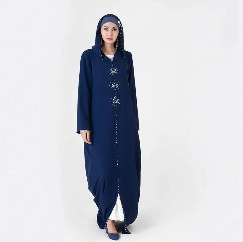Abaya мусульманские турецкие хиджаб халат пакистанские мусульманские платья платье без рукавов мусульманское платье в пол длинный кафтан Дубай Vestidos Largos - Цвет: dark blue dress