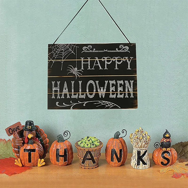На Хэллоуин с надписью Trick or Treat дверная вешалка деревянная украшения Висячие