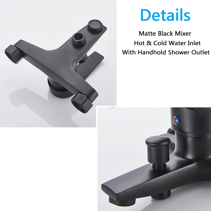 Matte Black Shower Faucets Wall Mount Bathroom Shower Faucets Bathtub Faucet Mixer Tap Mixer Valve Control Valve Faucet Valve