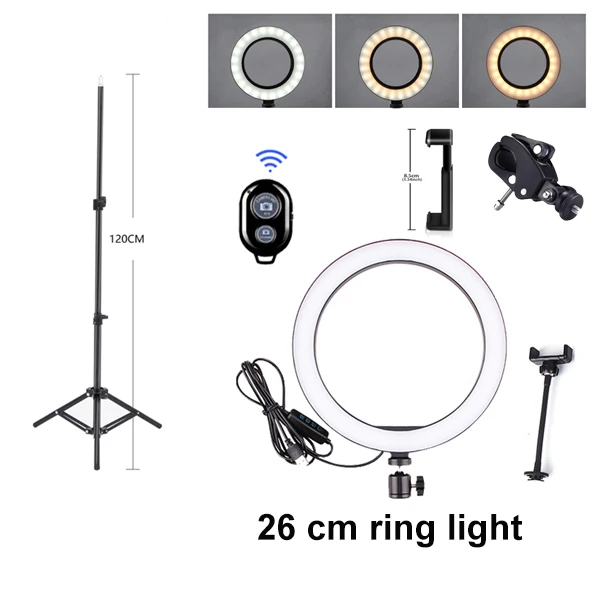MAMEN 10 дюймов селфи кольцо светильник 26 см фотография светильник ing светодиодный камера фото для Youtube Live потоковый телефон со штативом USB разъем - Цвет: 08