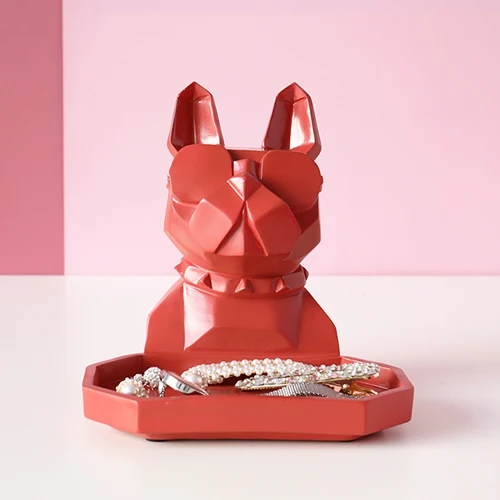 2020 New home storage box Dog cat modern figurine Candy Fruit key Desktop home decor storage container Home Office Storage box Cat Red