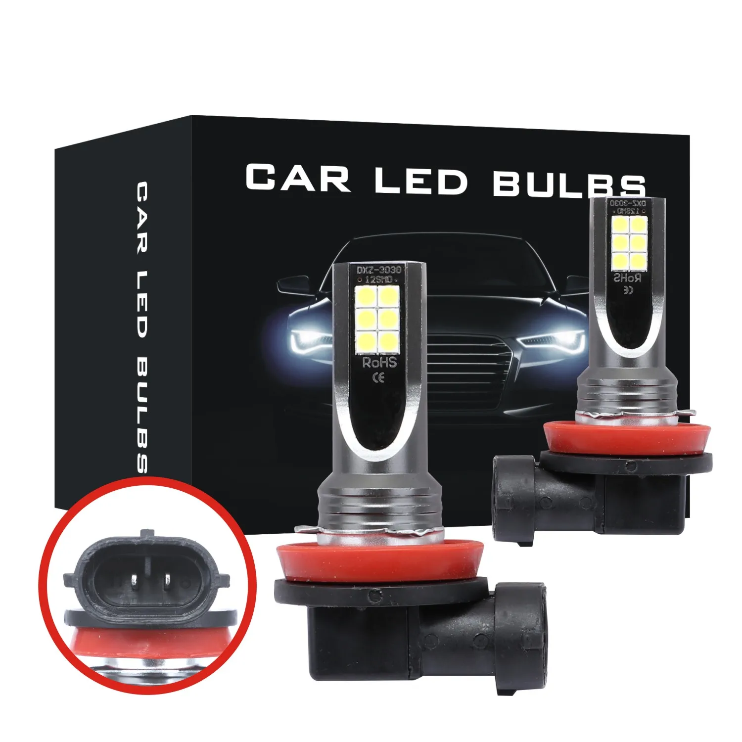 

2Pcs White Yellow Blue H8 H11 H4 HB4 9006 HB3 9005 Fog Lights Bulb 12000LM 6000K Car Driving Running Lamp Auto Light 12V 24V