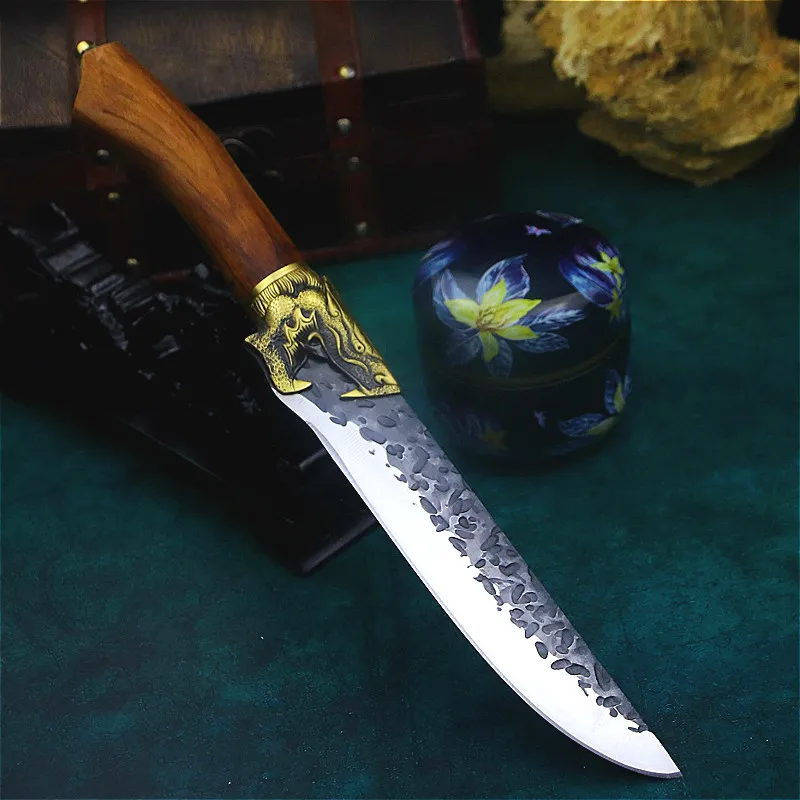 

Hand-forged China Longquan sharp chef knife boning knife combination set knife, vacuum heat treatment 59HRC slice knife