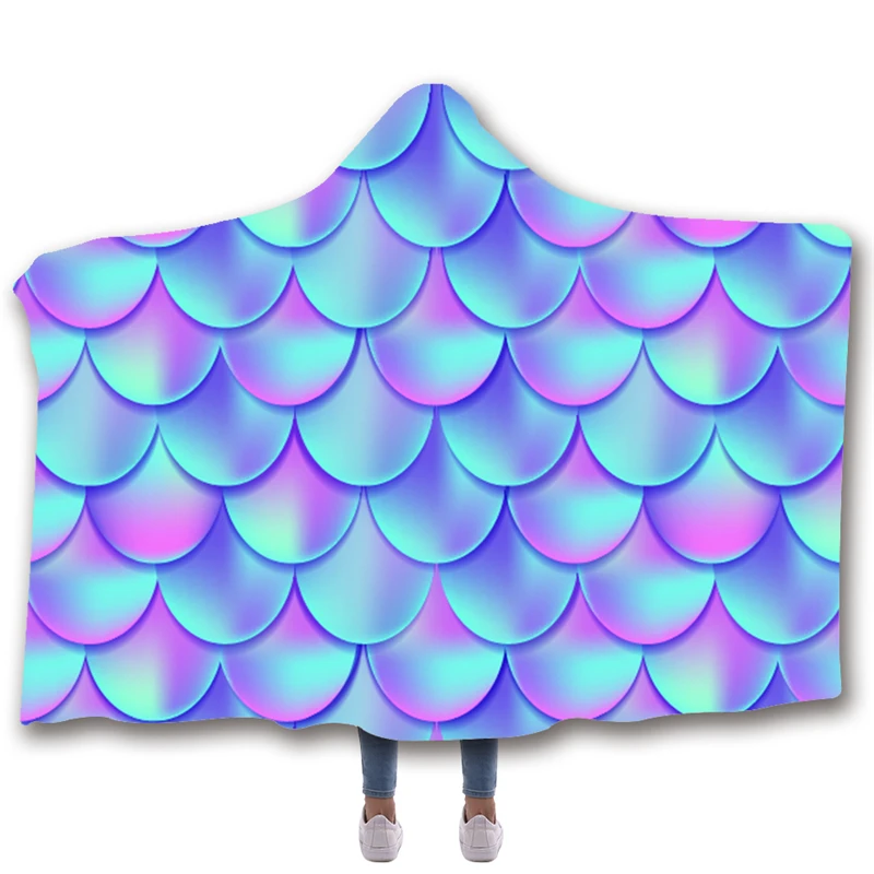Animal-Mermaid-Printed-Hooded-Blanket-For-Adults-Kid-Bad-Sofa-Warm-Wearable-Fleece-Woman-Throw-Blankets (3)
