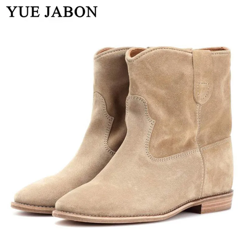 Black Nude Leather Boots Women Genuine 