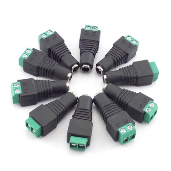 

100Pcs wholesale DC Female plug jack Connector adapter Power Supply for CCTV camera DIY LED Strip Light System 5.5mm*2.1mm J17