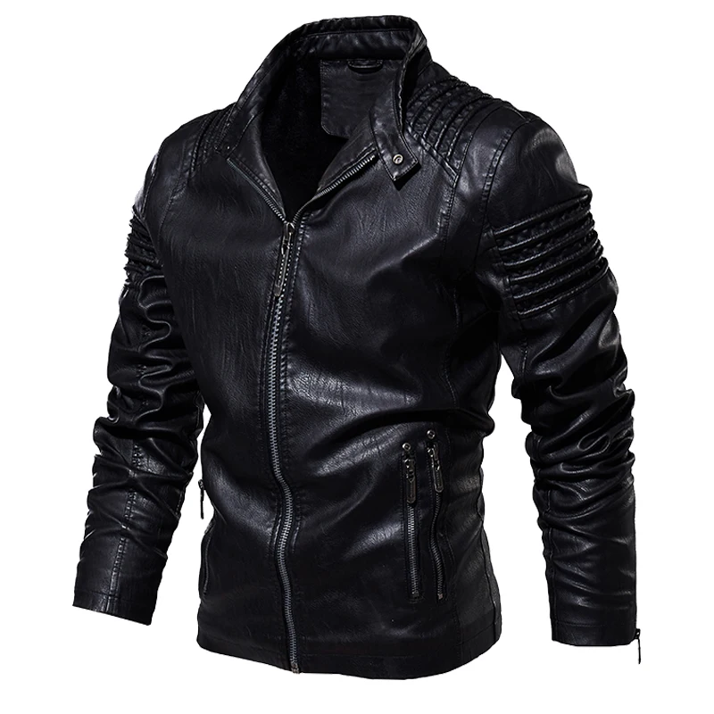 Мужская зимняя кожаная куртка мотоциклетные байкерские пальто из искусственной кожи мужская верхняя одежда модные теплые утепленные подклад куртки M-5XL