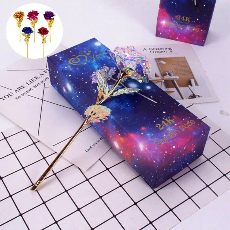24K позолоченный Galaxy Rose подарок на День святого Валентина для подруги жены любовь
