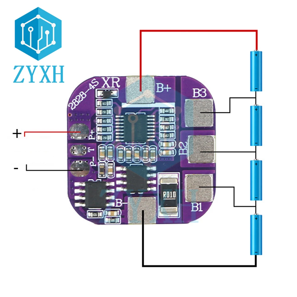 BMS 14500 배터리 충전기 보드, 공통 포트 단락 보호, 태양광 LED 가로등, 파워 뱅크 충전용, 4S 5A, 14.8V