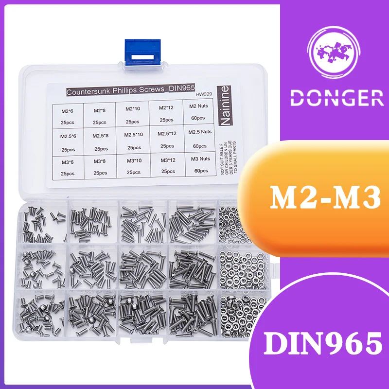 480 шт./компл. M2 M2.5 M3 DIN965 ISO7046 JISB1111F GB819 304 винты из нержавеющей стали с плоской