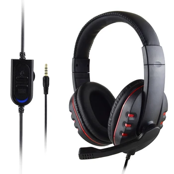 

Wired Gaming Headphones Stereo Head-mounted Headset Comfortable PU Eather Earmuffs With Mic PC Computer Office Headphone