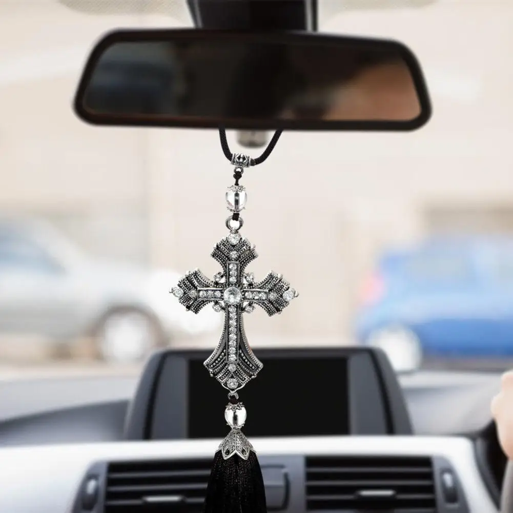 Strass Kreuz Jesus Christian Auto Rückspiegel Hängen Anhänger