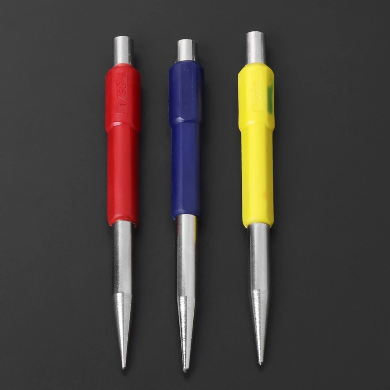 

3 Pcs 1/32"-3/32" Center Punches with Rubber Handle Positioning Chisel Mark Hole