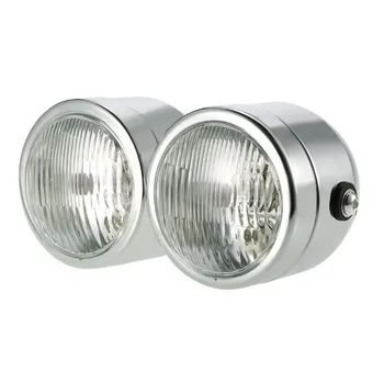 

2 Pcs Twin Front Headlight &Bracket for Dual Sport Street Fighter Motorcycle