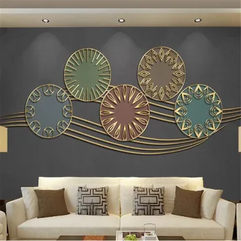 

milofi custom large wallpaper mural abstract line decoration disc golden relief line background wall