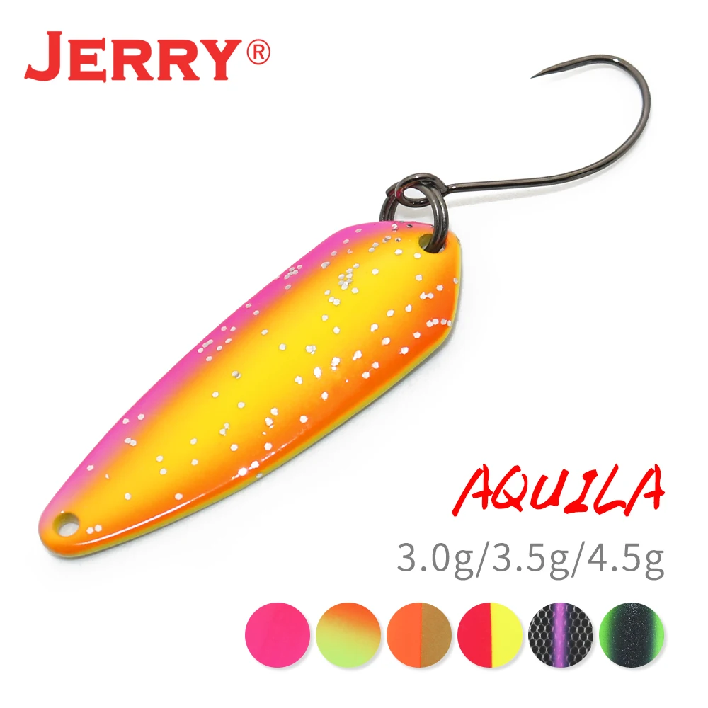 

Jerry Aquila micro fishing spoons lake UV color area trout chub perch metal lures bait spinner glitter pesca
