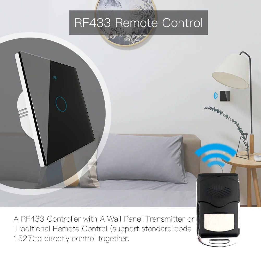 RF 433 МГц WiFi умный светильник выключатель Smart Life Tuya Беспроводной дистанционного Управление работать с Alexa Echo Google Home черный 1/2/3