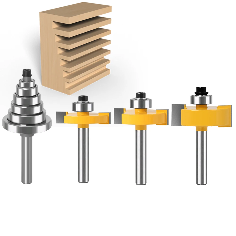 6, 8, 12mm Schaftfräser mit 6 Lagern - 1/2'H - 1/4' Schaft Holzbearbeitungsfräser Zapfenfräser für Holzbearbeitungswerkzeuge – Detail 6