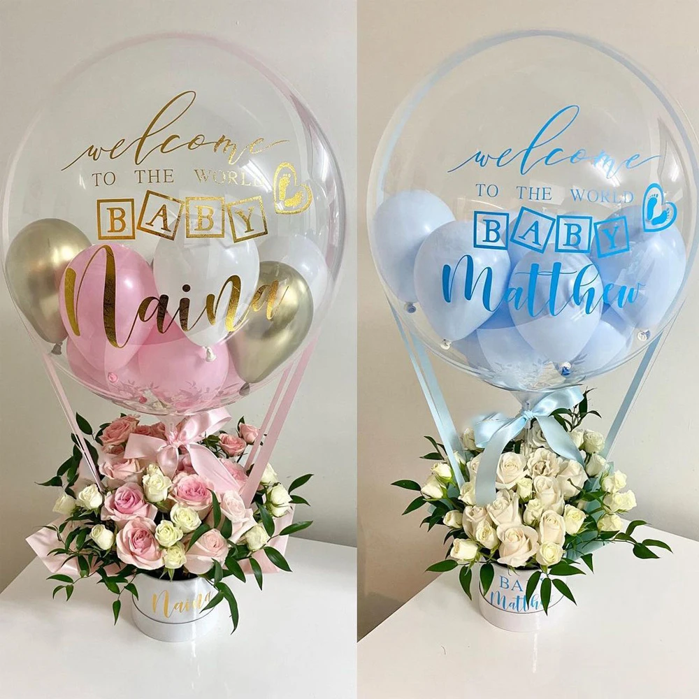Buquê de balão de ar quente para presente de aniversário, caixa de flores,  parabéns, pacote feliz, decoração de festa, pacote de impressão  personalizado, casamento - AliExpress, image size:1000x1000