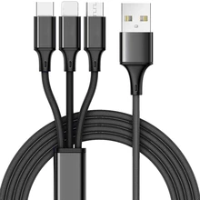 3 в 1 кабель для зарядки нейлоновый плетеный кабель для быстрой зарядки кабель Micro USB type C для iphone 7 8 X XR samsung S8 S9 кабель для зарядного устройства