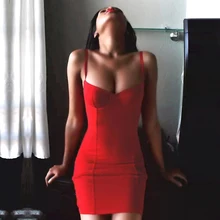 Seamyla женское Красное Бандажное платье на бретельках без бретелек сексуальное облегающее мини-платье без рукавов вечерние платья для ночного клуба Vestidos