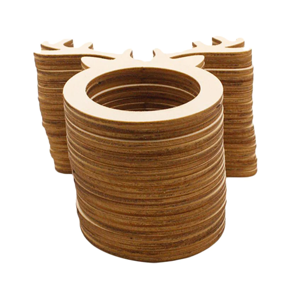 10pcs Wooden Deer Head Napkin Holder Rings F/ Banquet Christmas Luncheons