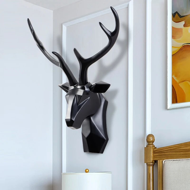 Home DecorLarge SizeDeer HeadStatueWall DecorationSculptureLiving Room DecorativeModern Nordic ArtFigurine Miniature