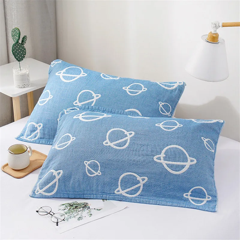 

Four Floors Gauze Washed Cotton Couples Pillow Towel Thicken Durable Pillow Dust-proof Cover Four Seasons Universal Simple