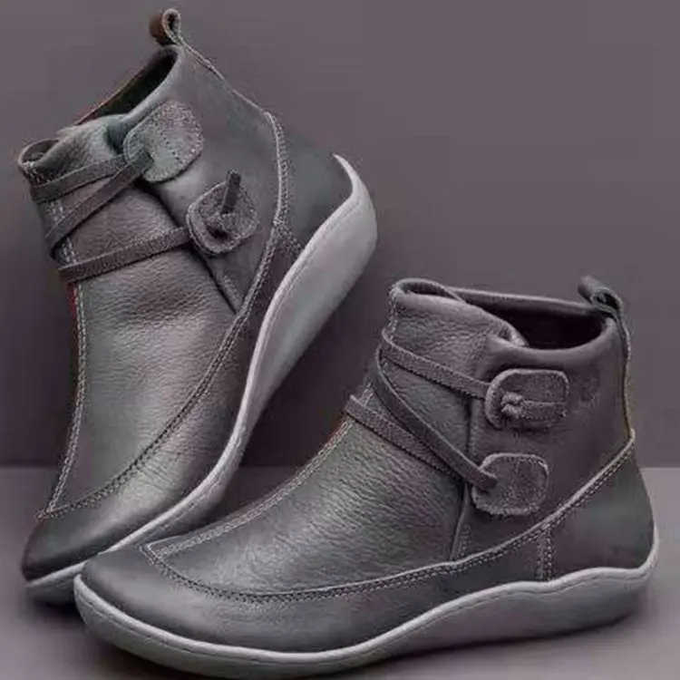 Женские ботинки Кожаные ботильоны Обувь на плоской подошве Сезон осень зима