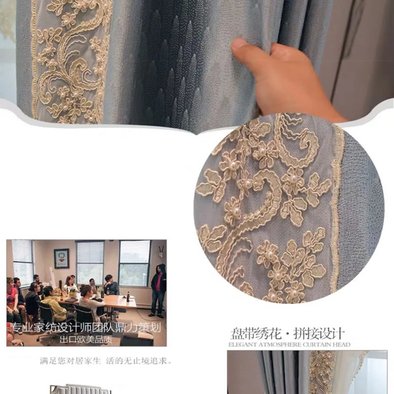 Free return High-quality Modern beautiful European Style Luxury Blue Blackout Curtains for  Living Room Bedroom customize