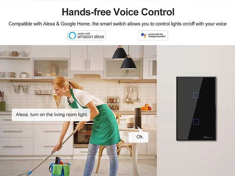 Интеллектуальный выключатель света SONOFF TX T2/T3 нам Беспроводной стены Wifi сенсорный выключатель 1/2/3 умный дом переключатель приложение Дистанционное Управление работает с Google home
