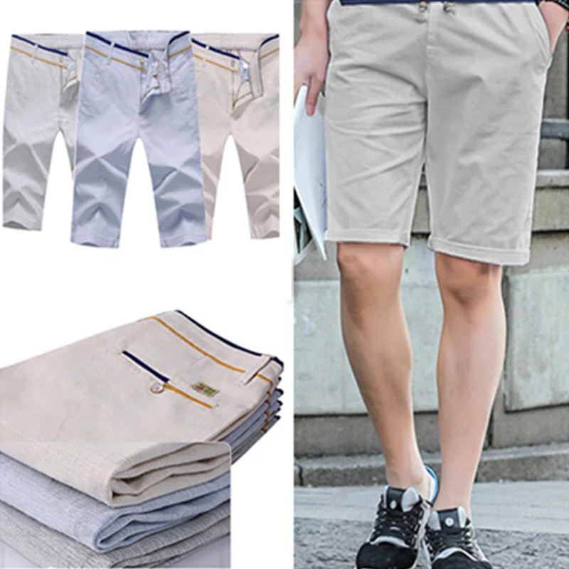 Hot Summer Fashion Regular Style Mens Shorts Casual Cotton Slim Bermuda Beach Shorts Joggers Trousers Knee Length Shorts