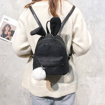 

Rabbit Ears Backpack Mini Women Shoulder Bag Fashion Backpack For School Girls Knapsack Small Female Mochila