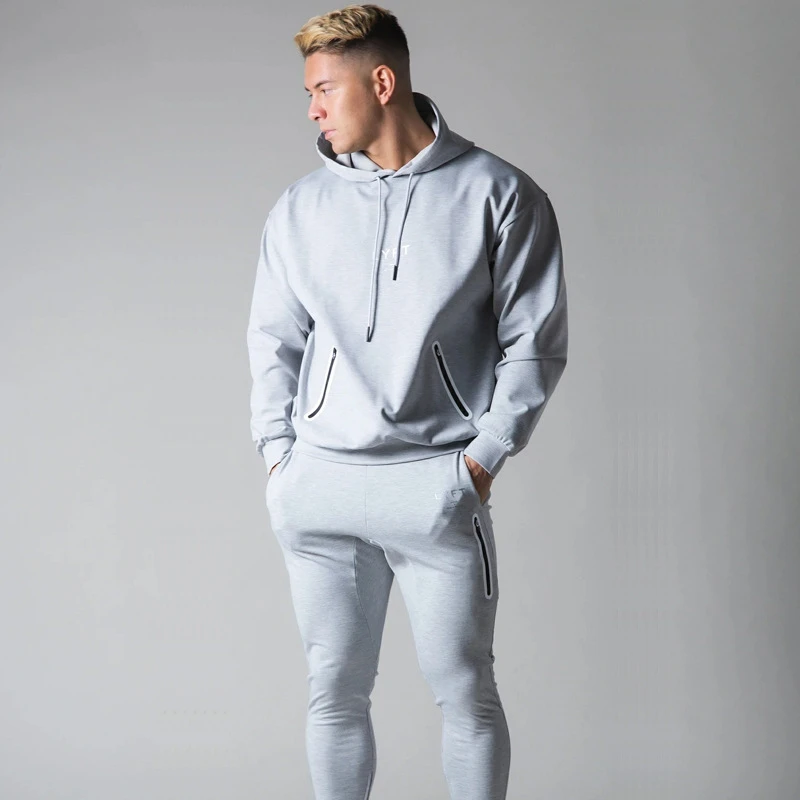 JP&UK Zipper Pocket 2021 Casual Hoodies Men Cotton Gym Sweatshirt Fitness Workout Cotton SportswearMale Pullover Tops Clothes