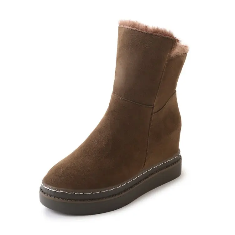 SWONCO/обувь на танкетке; зимние женские ботинки; коллекция года; бархатные кроссовки с хлопковой подкладкой и мехом для женщин; повседневные ботильоны; теплая обувь - Цвет: brown