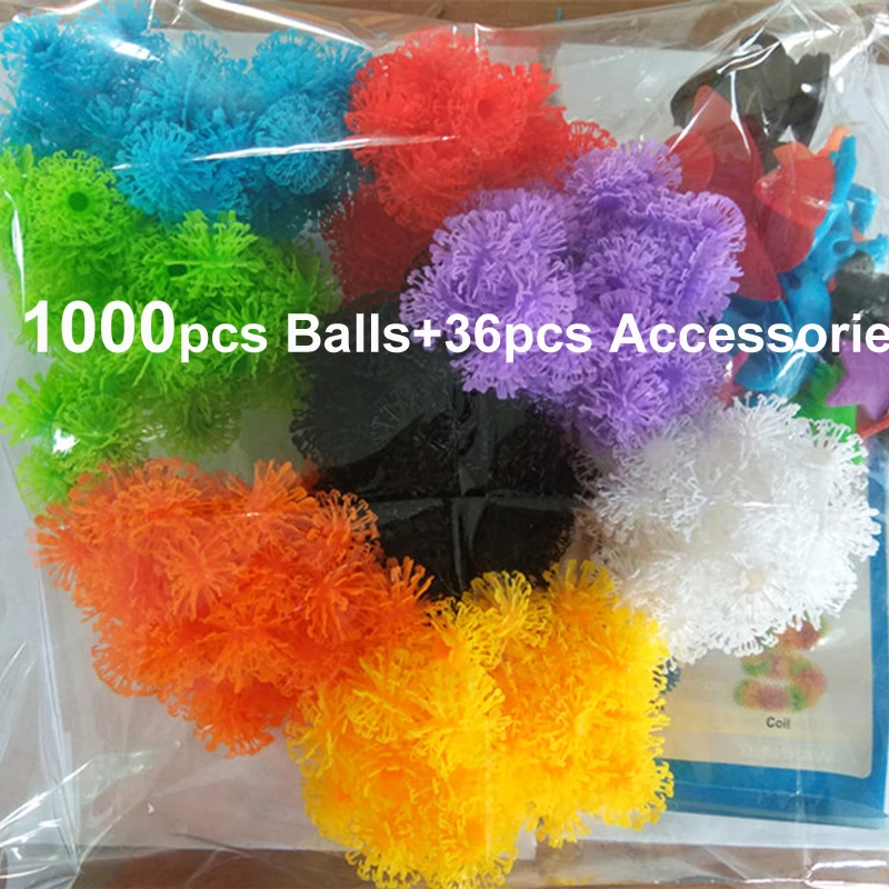 1000pcs 100-1200 шт колючий шар Волшебный пушистый шар DIY Сборка игрушки 3D модель Строительство Строительные блоки игрушки для детей Подарки - Цвет: 1000pcs