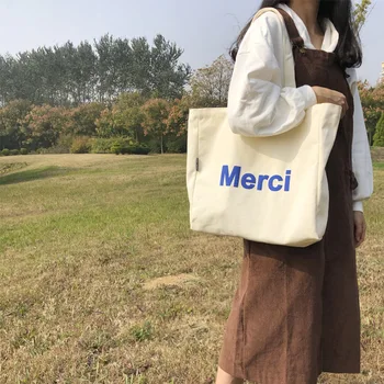 

Korean version of the new simple style portable canvas bag college style large capacity shoulder bag wild green shopping bag