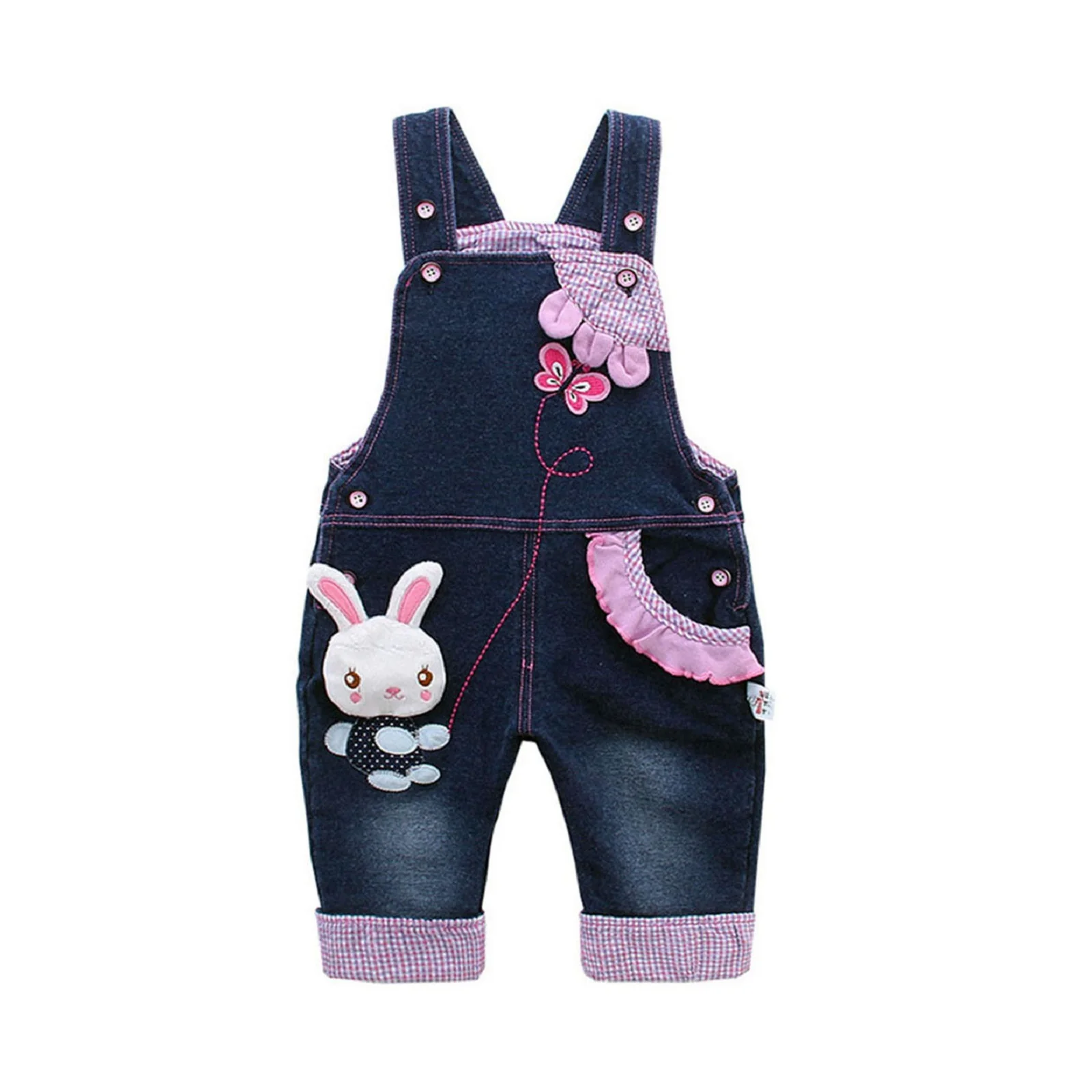 

KIDSCOOL SPACE BabyToddler Girls Jean Overalls Cute 3D Bunny Outfit Denim Pants Clothes Jumpsuit