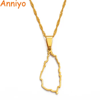 

Anniyo Saint Lucia Map Profile Pendant Necklace for Women Girl Gold Color Jewelry St. Lucia Cities Pendant Chains Jewellery #121421