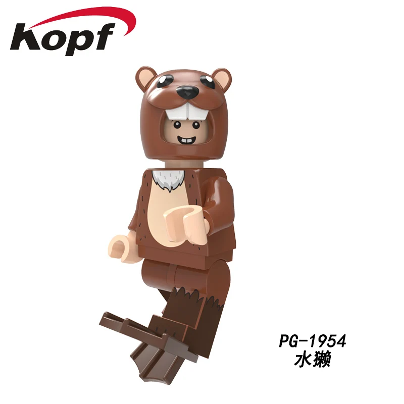 PG8223 Building Blocks Pumping Series Otter Sika Dragon Deer Kangaroo Rabbit Cat Bricks Miniture Figures For Children Toys - Цвет: PG1954 Without Box