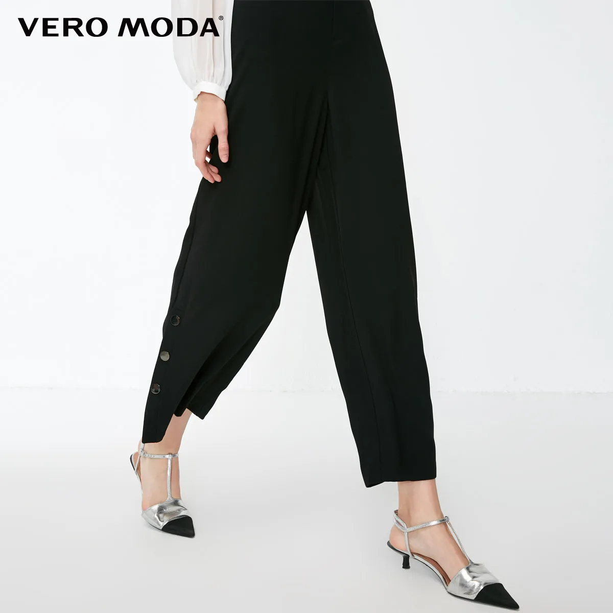 Vero Moda Новые поступления женские свободные декоративные пуговицы повседневные укороченные брюки | 318450502