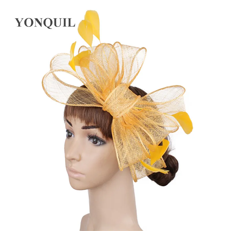 Серый Модный бант аксессуары Fascinator заколка для волос с причудливыми перьями головной убор для женщин Дамский элегантный шикарный головной убор