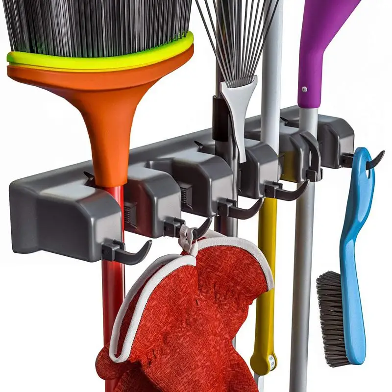 

Broom Holder and Garden Tool Organizer for Rake or Mop Handles Up (Black)
