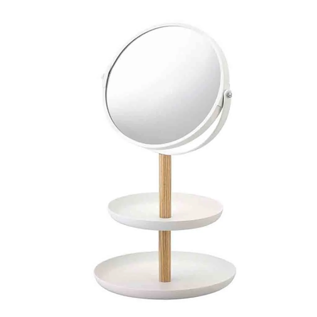 Makeup Mirror With Led Light White  Make Up Mirror Magnifying Makeup Mirror w/ Storage Tray Beauty Stand Double Side Aug