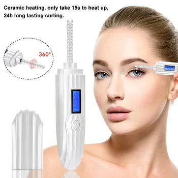 

3Levels Mini Heated Eyelash Curler Salon Makeup Tool Electric USB Rechargeable LCD Display 15s Fast Heat Travel Long Lasting