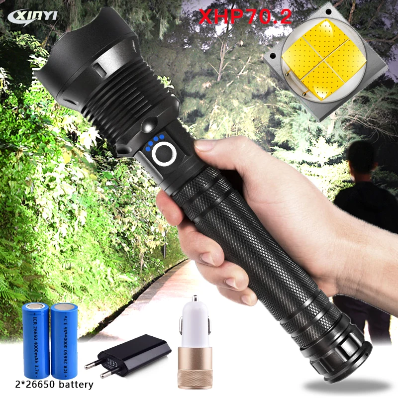 Super Bright Rechargeable xhp70 most powerful LED Flashlight USB Zoom torch UK 