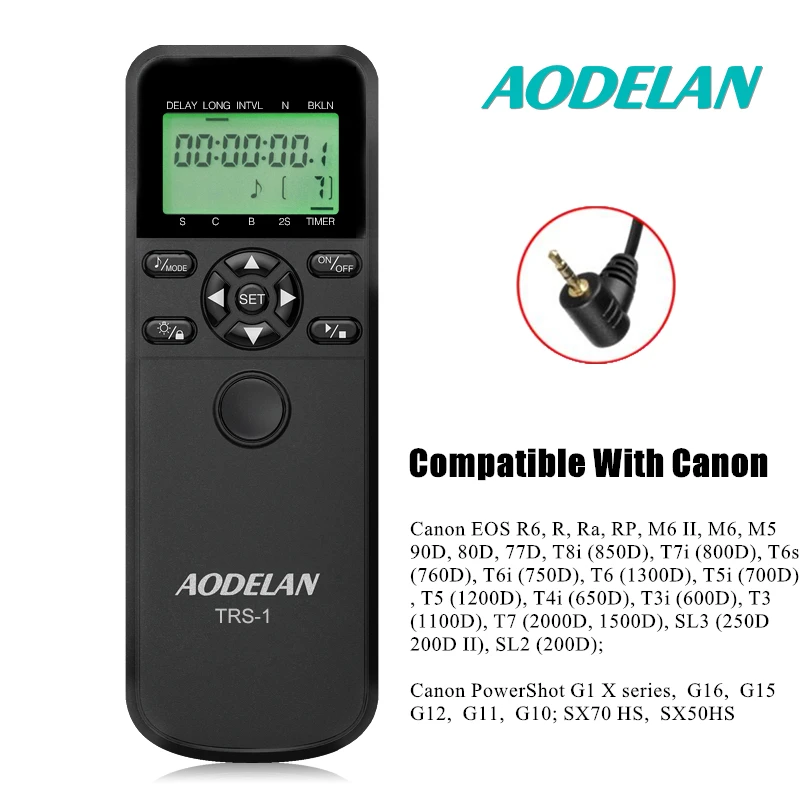 AODELAN TRSC6 LCD Time Shutter Release Remote Control for Canon EOS R6