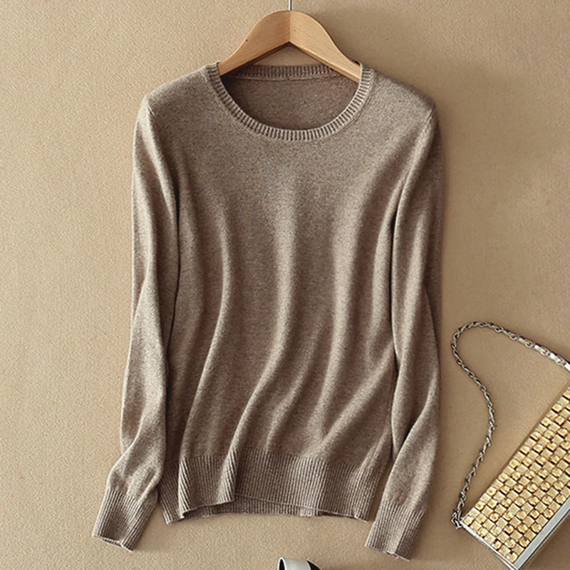 Soft Cashmere Sweaters Long Sleeve Pullovers For Women Autumn Winter Solid Color Knitwear O-Neck Wool Knitted Brand Tops Jumpers