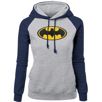 

2019 Hot Sale Female Sweatshirt Autumn Winter Slim Warm Hoodie With Hat For Women BATMAN Streetwear Quality Hipster Tracksuit